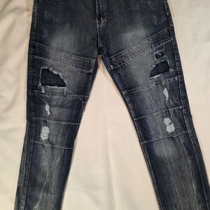 South Pole Men's Dark Blue Distressed Skinny Jeans